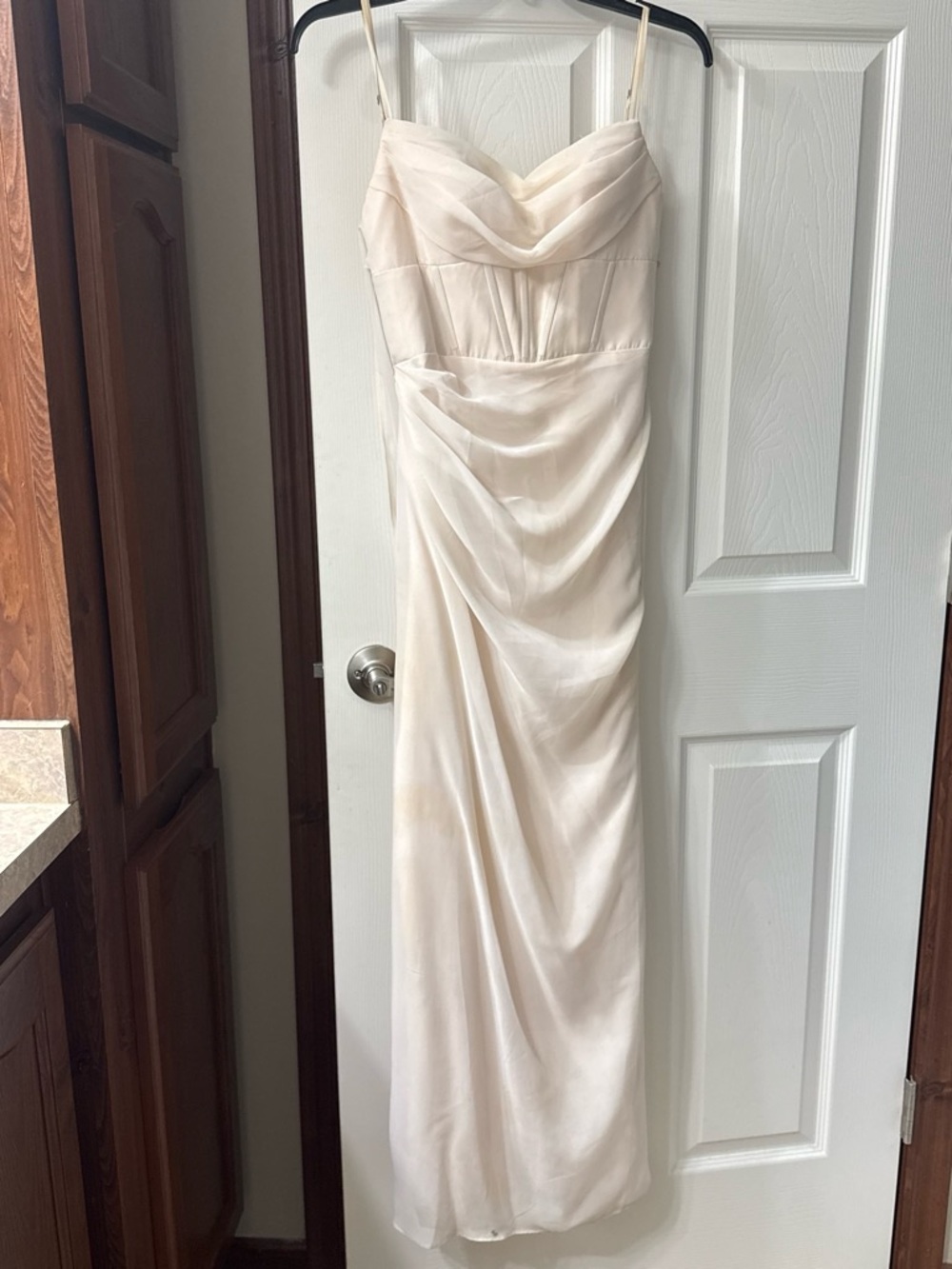Kendall & Kylie Strape Draped Cream Evening Dress